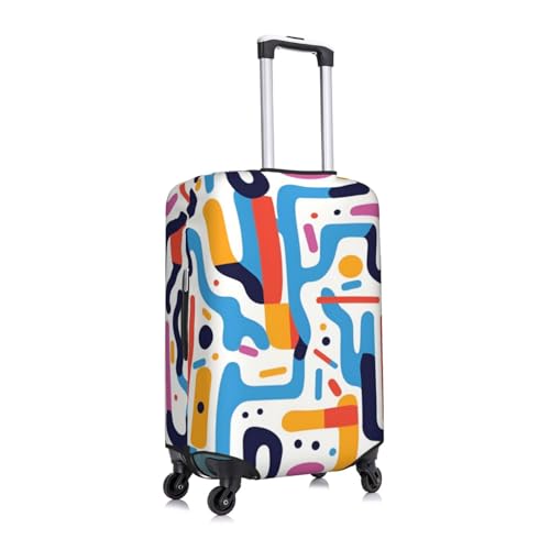 Colorful Wave Line Travel Luggage Cover Fits 18/24/28/32 Inch Luggage, Stretchy Suitcase Cover Protector with Concealed Zipper for Wheeled Suitcase Tsa Approved3