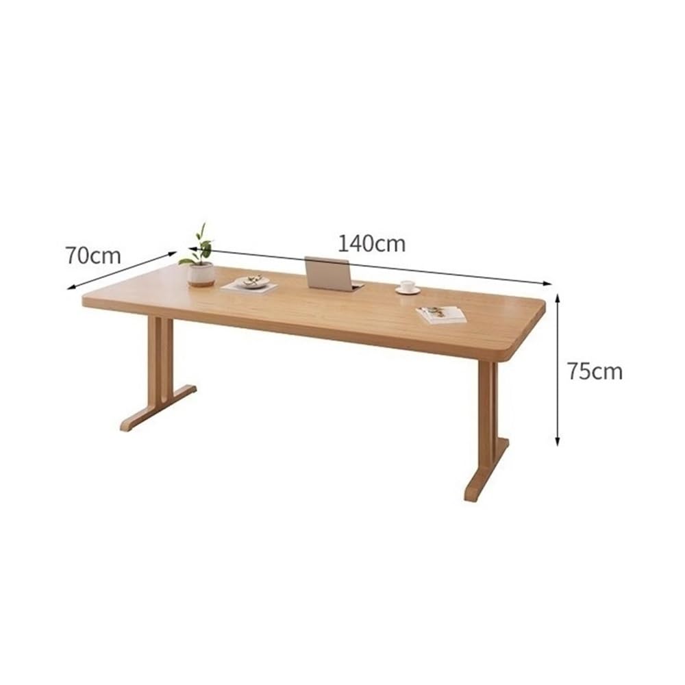 Biurko komputerowe Proste drewniane biurko do pisania, prostokątny stół jadalny, nowoczesny stół warsztatowy pod laptopa z nogami z litego drewna(140cm)