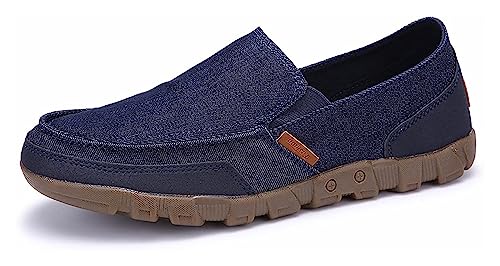 Men's Casual Fashion Canvas Slip On Boat Shoes Deck Shoes,Casual Vintage Non-Slip Lightweight Breathable Arch Support Loafers Walking Driving Shoes