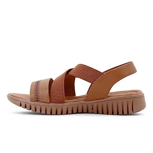 Sandália Usaflex Feminina Plataforma Couro Laser Tan Ah0111003 36