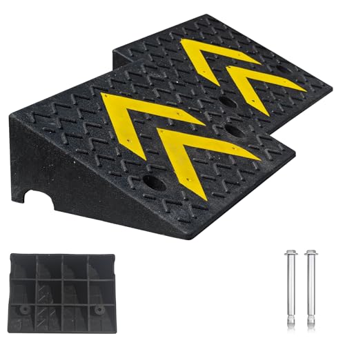 Liramera Rubber Curb Ramp 6 Rise Height 2 Pack Heavy-Duty 11000 lbs/5 T Capacity Threshold Ramps for Sidewalks 17.13 L x 13 W Driveway Curb ramps with Deepened Anti-Slip Texture for Cars