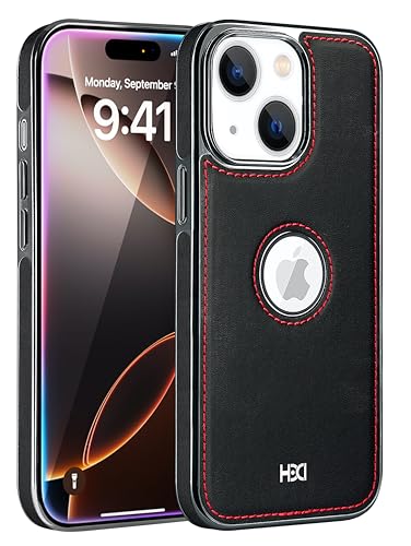 Image of BOUNCEBACK Vegan Leather Logo Cut Electroplated Back Case /Cover for iPhone 13 & iPhone 14 - Sporty Black