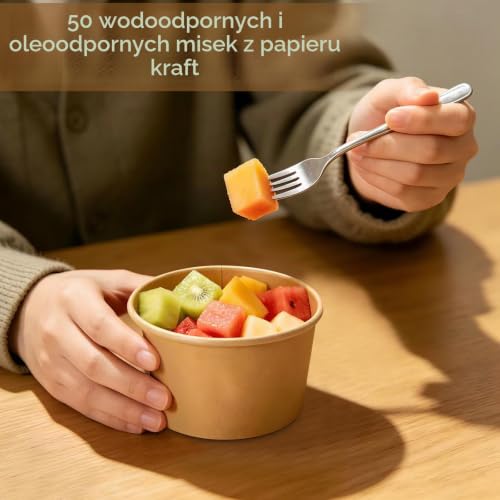 50 sztuk kartonowych kubków do lodów, 230 ml, brązowe kubki papierowe, kubki deserowe, miseczki deserowe z papieru kraft, kubki do lodów, zupy, jogurtu, cukierków