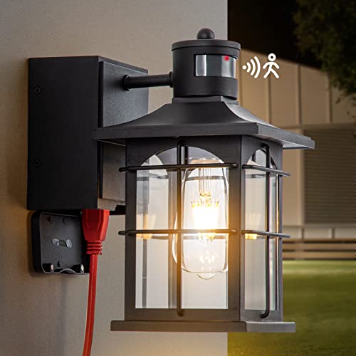 Motion Sensor Outdoor Light with GFCI Outlets,Dusk to Dawn Porch Light