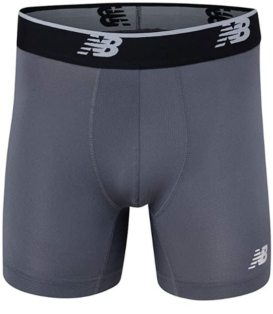 New Balance Men's Mesh 5" No Fly Boxer Brief, Athletic Compression Underwear (3-Pack), Lead/Pigment/Black, 5X-Large3