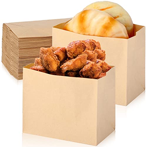 Sherr 400 Pcs Kraft Paper Snacks Bags Disposable Greaseproof Sandwich Lunch Bag for Popcorn Cookies Fries Food and Bread, 4.75 x 2.5 x 3.75 Inch (Brown)
