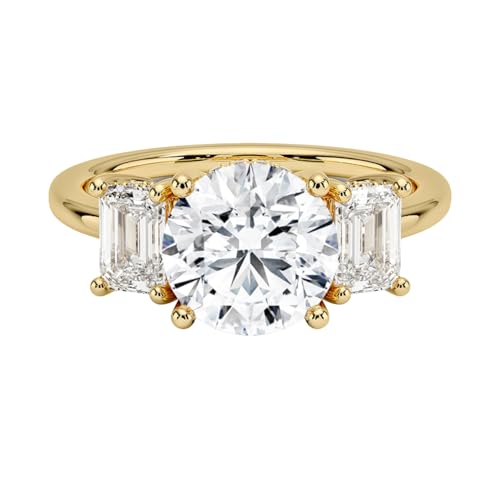 2 CT Round Cut Lab Grown Diamond Luxe Three Stone Engagement Ring For Her