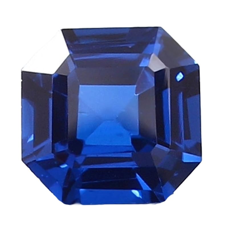 Saphir bleu naturel octogonale coupe Asscher 9 mm pour création bijoux DIY