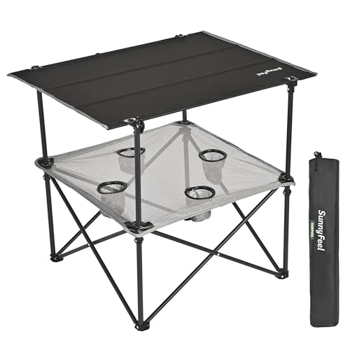 SUNNYFEEL Folding Camping Table with Cup Holders
