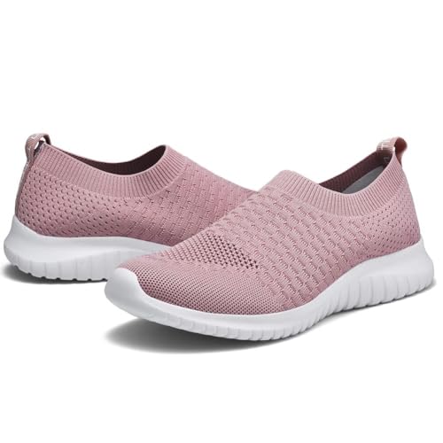 Image of konhill Womens Slip On Sneakers Lightweight Knit Walking Shoes