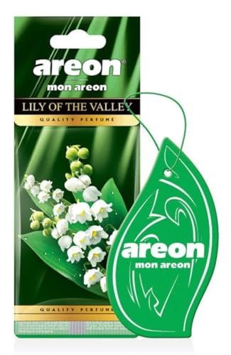 Preisvergleich Produktbild AREON Mon Auto Lufterfrischer Maiglöckchen Grün Blume Anhänger Hängend Aufhängen Spiegel Duft Autoduft Pappe 2D Wohnung (Lily of The Valley Set Pack x 24)
