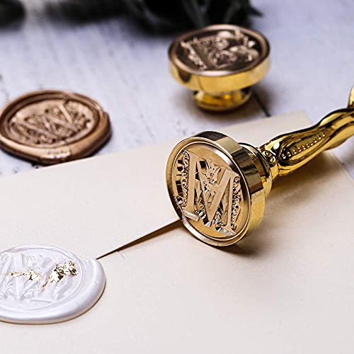 Letter M Alphabet Sealing Wax Stamp, Wax Seal Stamp, Gold - Thumbnail 3
