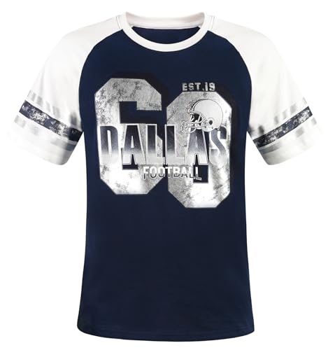 Simapak Mens Football Fans Athletic City Raglan T-Shirts - White & Navy (Size:M)