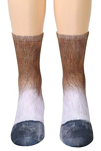 SportsWell Novelty Animal Paw Socks Funny 3D Print Crew Socks for Men Women Kids Horse Children