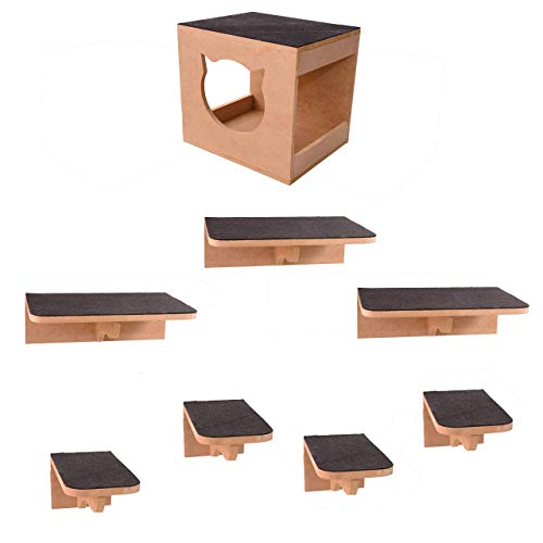 Play Kit Nicho Gatos 8 Pcs Toca,degraus,prateleiras,ponte - Natural