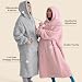 BEDSURE Hoodie Decke mit Ärmeln - Kuschelpullover als Geschenke für Frauen - Kuscheldecke mit Ärmeln Lang Tragbare Decke zum Anziehen Erwachsene Weihnachtsgeschenke für Frauen Herren, Grau 129x75cm