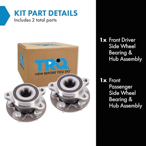 Image of TRQ Front Left and Right Wheel Bearing & Hub Assembly Set 2 Piece for 20-22 Toyota Corolla LE SE Japan Built Models 1st VIN Digit J 20-22 Corolla Hybrid LE 16-22 Prius 17-22 Prius Prime