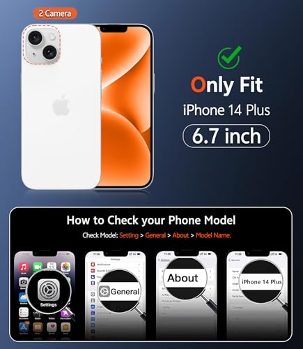 Image of FNTCASE for iPhone 14 Plus Case: Matte Magnetic Phone Cases Compatible with Magsafe Slim Anti Yellowing Military Grade Drop Protection Rugged Protective Translucent Cell Phone Cover (C-Orange)