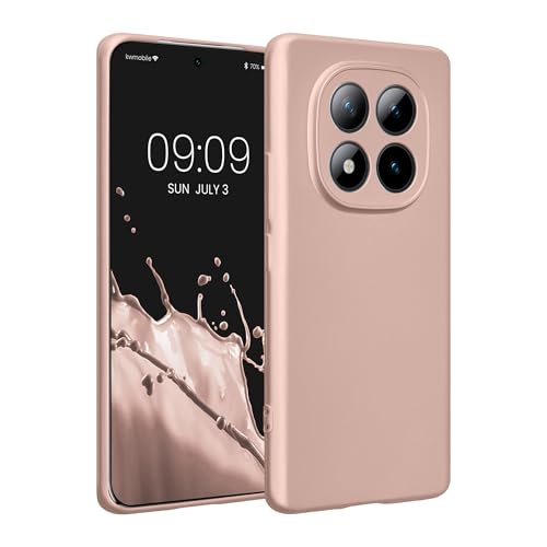 kwmobile Handyhülle für Xiaomi Redmi Note 15 4G / Redmi Note 15 5G / Poco M8 5G Hülle - weiche Silikon Hülle metallisch schimmernd - Schutzhülle Cover - Metallic Rosegold