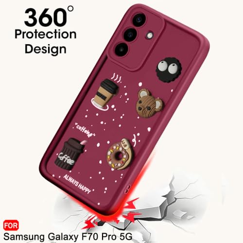 Image of TheGiftKart Back Cover Case for Samsung Galaxy F70 Pro 5G | Cute Fun Cartoon 3D Bear Coffee Case | Full Camera Protection | Shockproof Back Cover Case for Samsung Galaxy F70 Pro 5G (Silicone, Maroon)