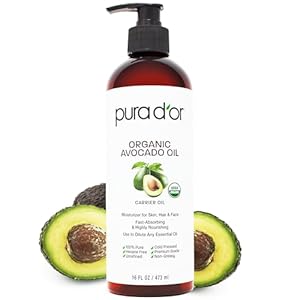 PURA D’OR 16 Oz ORGANIC Avocado Oil – 100% Pure & Natural USDA Certified Cold Pressed Carrier Oil For DIY Beauty, Non-Greasy, Unscented, Hexane Free Liquid Moisturizer – Face Skin & Hair – Men & Women