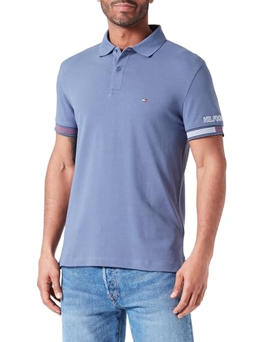 Tommy Hilfiger Homme Polo Manches Courtes Slim, Bleu (Faded Indigo), S Tommy Hilfiger Homme Polo Manches Courtes Slim, Bleu (Faded Indigo), S