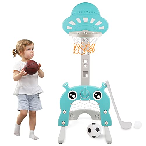 Joonly 4-in-1 Toddler Basketball Hoop Indoor and Outdoor Sports Activity Center for Basketball Hoop Football/Soccer Goal Golf Game Ring Toss Play Set Best Gift for Toddlers and Kids(Green) Joonly 4-in-1 Toddler Basketball Hoop Indoor and Outdoor Sports Activity Center for Basketball Hoop Football/Soccer Goal Golf Game Ring Toss Play Set Best Gift for Toddlers and Kids(Green)
