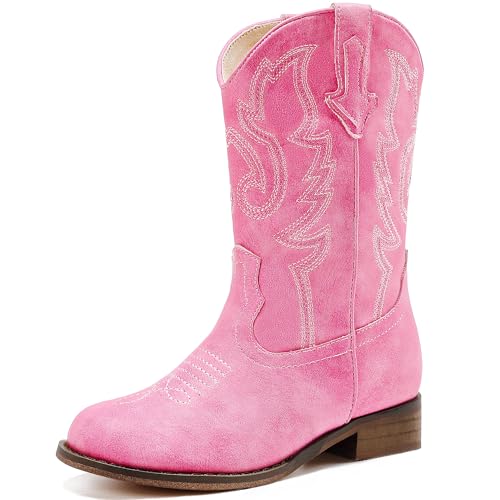 Girls Cowgirl Boots Unisex-Child Mid Calf Glitter Toddler Cowboy Boot Little Big Kids Western Riding Shoes