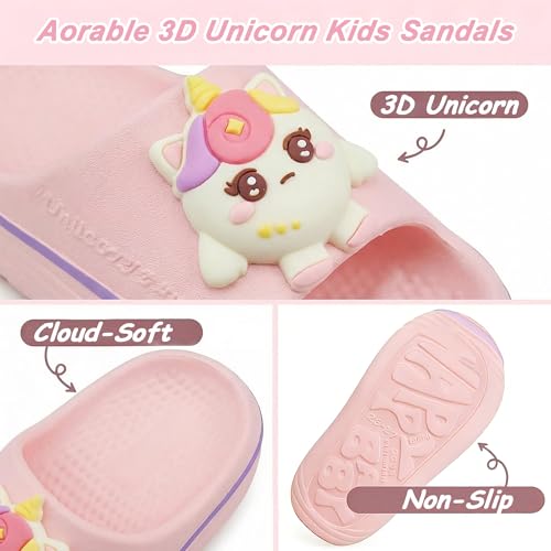 Image of Kids Cloud Slides Boys Girls Slides Non-slip Summer Beach Pool Shoes EVA Girls Everday Slip on Slide Sandals Garden Slippers Bathroom Shower Shoes