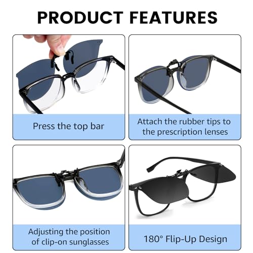 Trysee Polarized Clip on Sunglasses Over Prescription Glasses UV400 Protection (Including Non-flip Up & Flip Up) TS-CO-31694