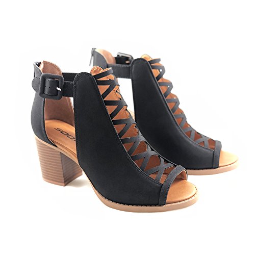 Image of Soda Aran ~ Women Open Toe Crisscross Straps Back Zipper High Heel Fashion Sandal with Adjustable Ankle Strap