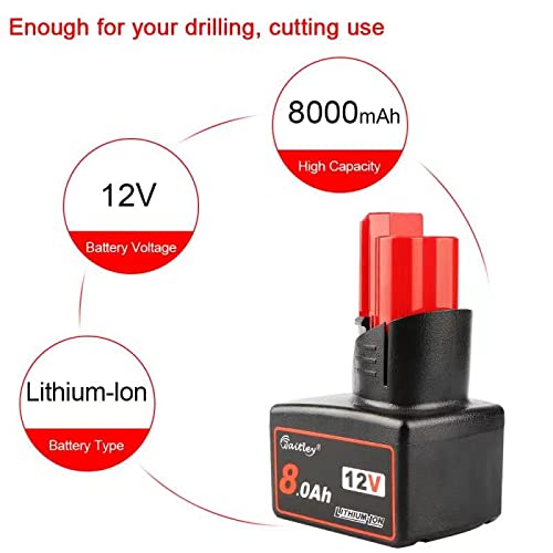 Waitley 12V 8.0Ah Batteria per Milwaukee M12