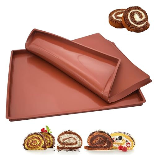 2 Piezas Tapete para Hornear, Bandeja Hornear Silicona Reutilizable, Rollo Suizo Tapete para Pastel, Tapete de Silicona para Hornear Antiadherente, para Hornear Pasteles Galletas, Resistente al Calor