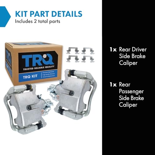 Image of TRQ Rear Driver and Passenger Side Brake Caliper Set Caliper Brackets Hardware Compatible with 11-13 Chevrolet Impala 14-16 Impala Limited 05-07 Buick LaCrosse 08-09 LaCrosse 05 Pontiac Grand Prix