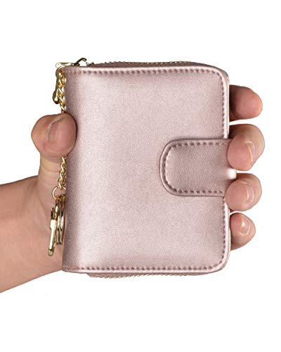 Beurlike Women's Rfid Credit Card Holder Organizer Case Leather Security Wallet (Upgrade A (10 Accordion/Key Ring) - Rose Gold #TOP7