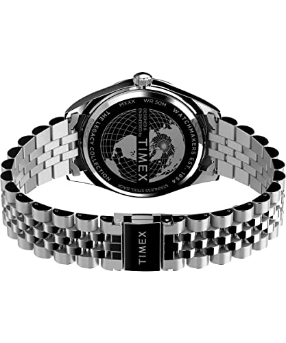 Image of TIMEX Men's 41Mm Analog Watch - Stainless Steel Bracelet, Black Dial, Stainless Steel Case, 41Mm Legacy Day And Date