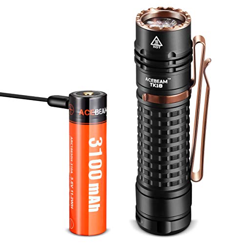 One-Day Sale: Up to 60% Off ACEBEAM TK18 AL SAMSUNG LED EDC Flashlight with USB Rechargeable Battery, 3000 Lumens Handheld Tactical Flashlights