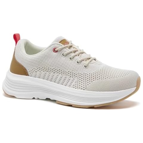 Women's Orthopedic Fashion Sneakers for Plantar Fasciitis: Work Soft Orthotic Walking Shoes with Arch Support, Rebound Thick Sole Sneakers for Foot Pain Relief Beige Size 7.5 Cover