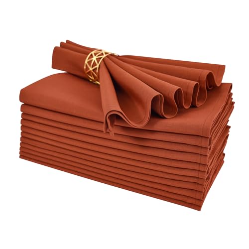Nacuci Rust Cloth Napkins Set of 12 Washable Dinner Napkins, 18X18 in