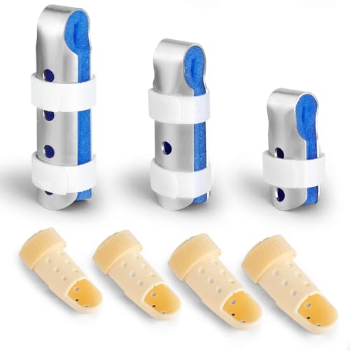 AYBUY 7 Stück Fingerschiene, Verstellbare Stacksche Schiene, Fingerschutz mit Aluminium, Hammer Finger Schutz, Atmungsaktiv Fingerschiene Kleiner Finger, Wiederverwendbar Ruhigstellung Gebrochene