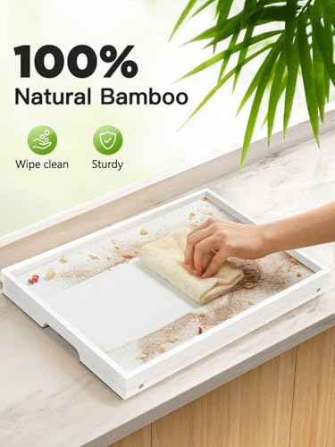 Image of Bamboo Bed Tray for Breakfast, Snack Table with Folding Legs for Eating, Sofa, Couch, Working by Pipishell (White)