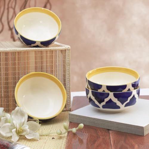 Image of Eco-Friendly Ceramic Dinner Set | 5-Piece Crockery Set | Lightweight & Durable Dining Set | Navy Blue Plates (7 inch & 8 inch) & Ramen Snack Bowls (75ml, 125ml, 200ml) | Perfect for Gifting