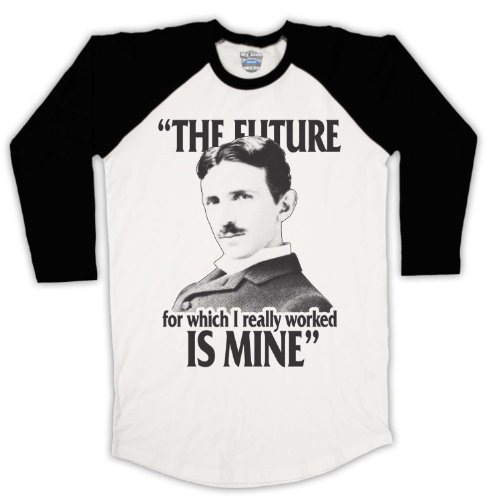 T-shirt Nikola Tesla manches 3/4 look baseball rétro pour passionné de science et style vintage
