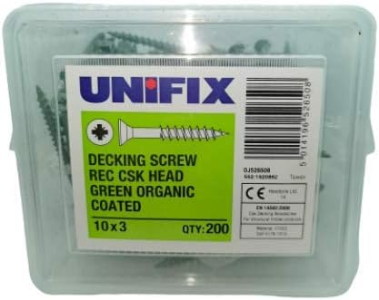 Green Coated Deck Screws Including Quality Drill Bit (Anti Rust, Recessed Countersunk Head, Sharp Thread) (4.0x50mm (8x2) Tub of 500)