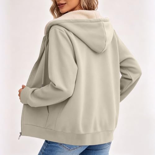Women Sherpa Fleece Jackets Zip Up Thick Warm Hoodies Fall Winter Coats - image 4
