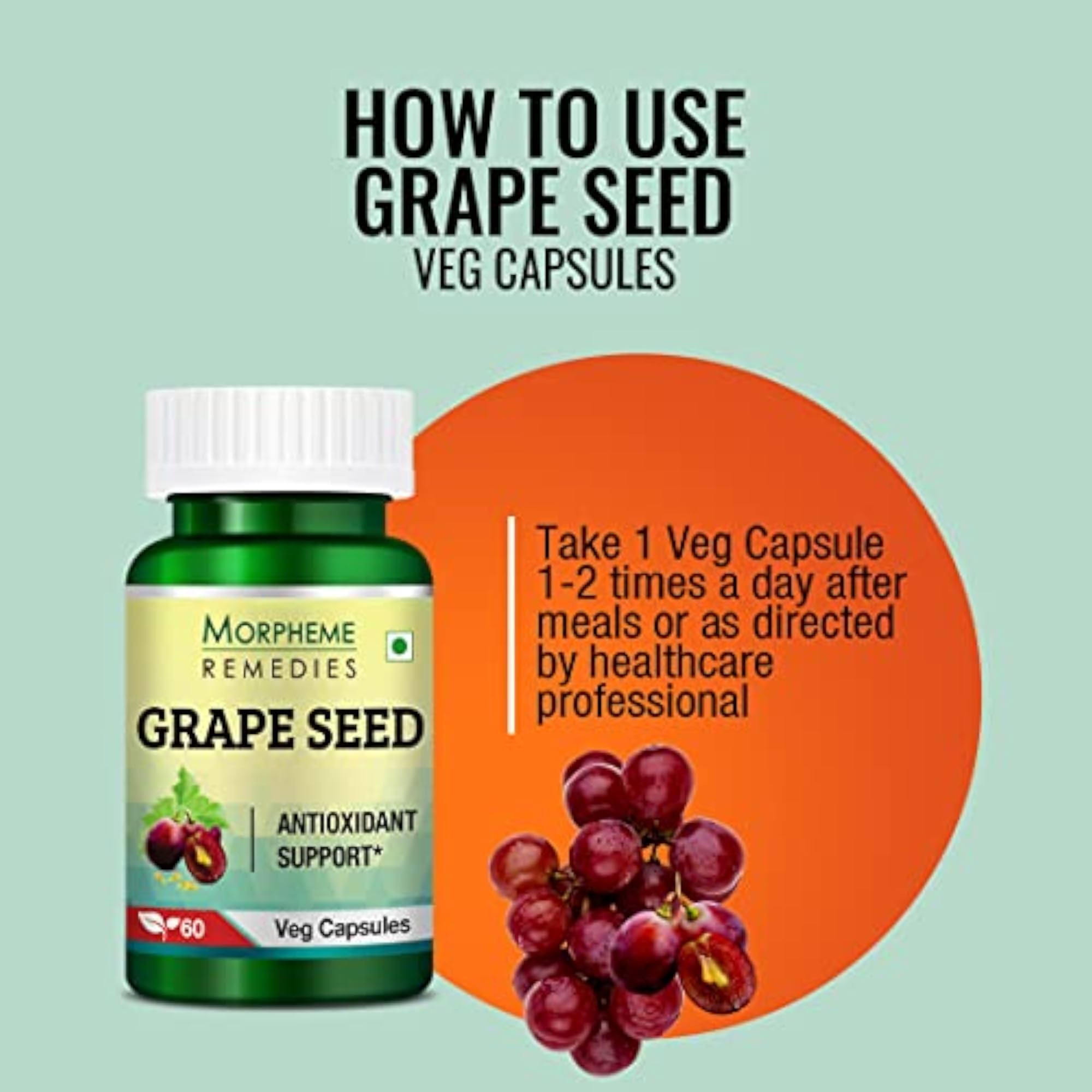 Morpheme Remedies Grape Seed Extract, 500 mg - 60 Veg Capsules