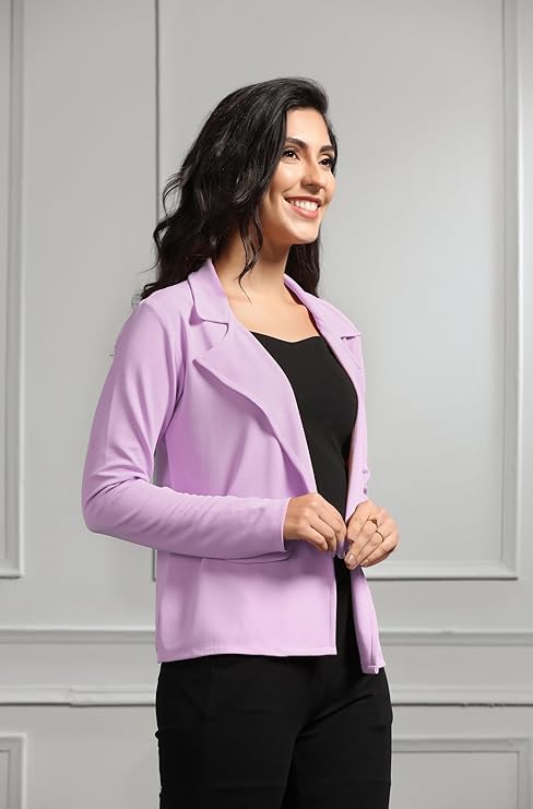 Image of Leriya Fashion Women Lycra Blend Blazer 3 piece co ord Set Purple