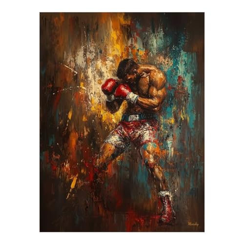Broderie diamant boxe abstraite, kit complet de loisirs créatifs et peinture strass
