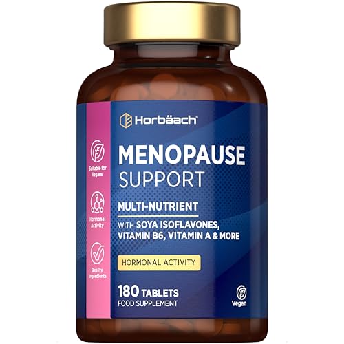 Menopause Supplements for Women | Perimenopause & Menopause Support Complex | 180 Vegan Tablets - 6 Month Supply | with SOYA Isoflavones & Vitamin B6 | by Horbaach
