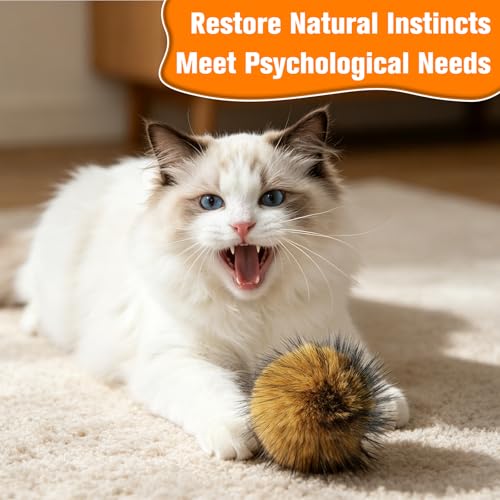 5PCS Cat Toy Faux Rabbit Fur Ball,Soft Fluffy Faux Fur Cat Balls, Perfect for Indoor Cats to Chase and Have Fun,Chase, Pounce & Exercise, and Enhancing Bonding - Image 3